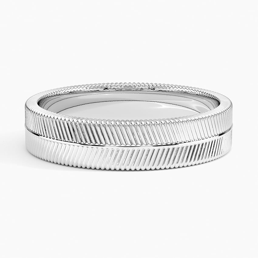 Dezi Herringbone 5mm Ring Platinum Wedding Band