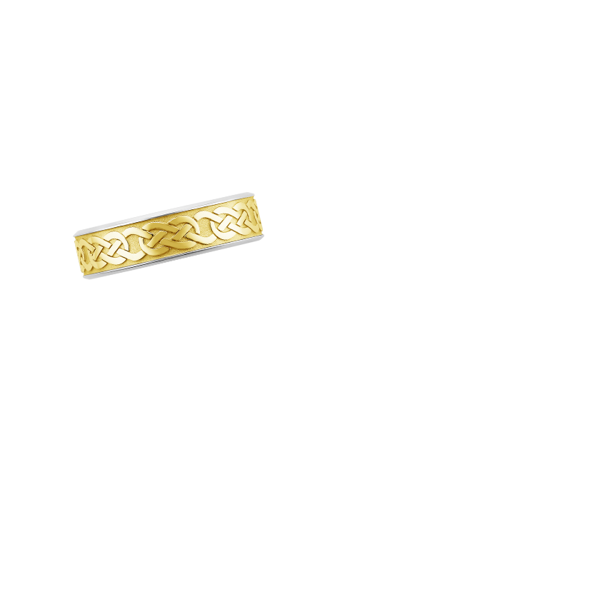 Mixed Metal Celtic Eternity Knot 6mm Wedding Ring Yellow Gold 18k Eternity Band