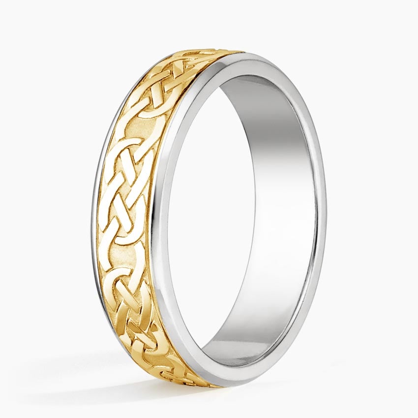 Mixed Metal Celtic Eternity Knot 6mm Wedding Ring Yellow Gold 18k Eternity Band