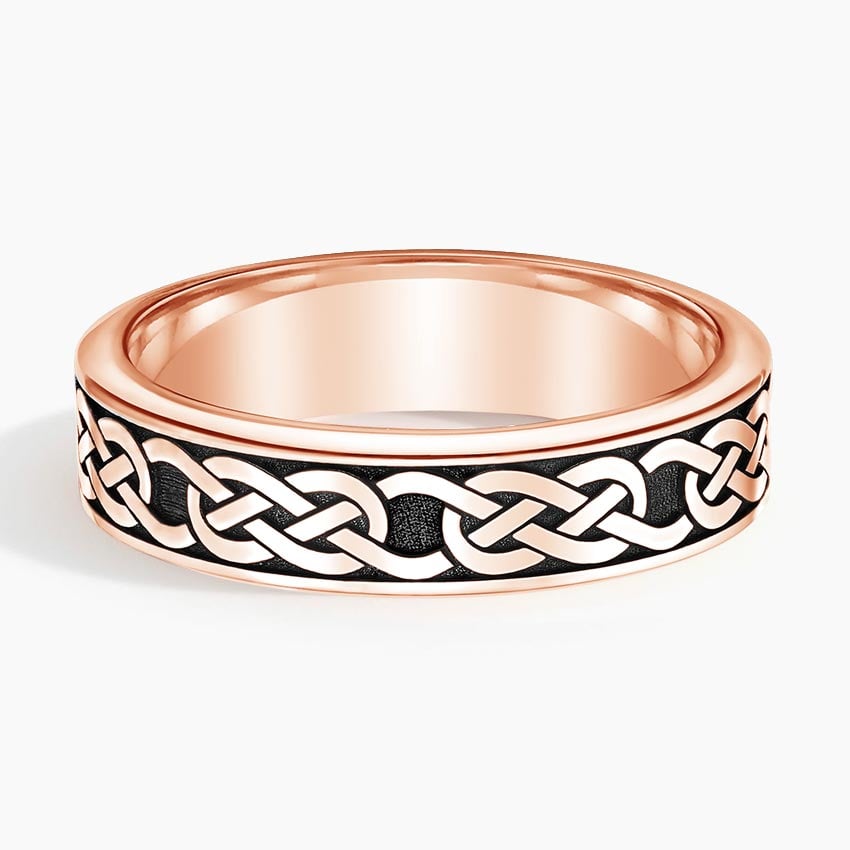 Black Rhodium Celtic Eternity Knot 6mm Wedding Ring Rose Gold 18k Eternity Band