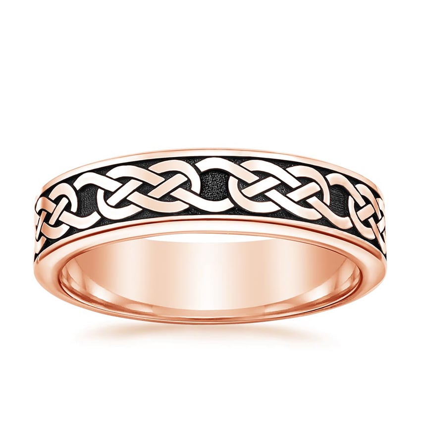 Black Rhodium Celtic Eternity Knot 6mm Wedding Ring Rose Gold 18k Eternity Band