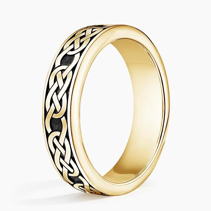 Black Rhodium Celtic Eternity Knot 6mm Wedding Ring Yellow Gold 18k Eternity Band