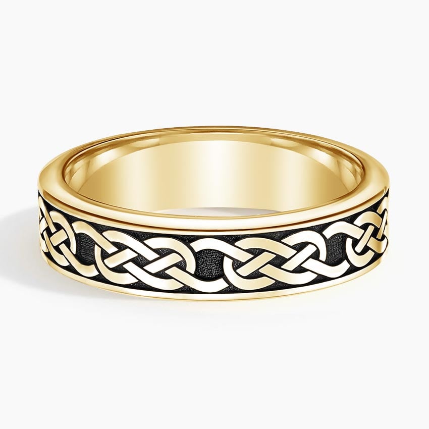 Black Rhodium Celtic Eternity Knot 6mm Wedding Ring Yellow Gold 18k Eternity Band