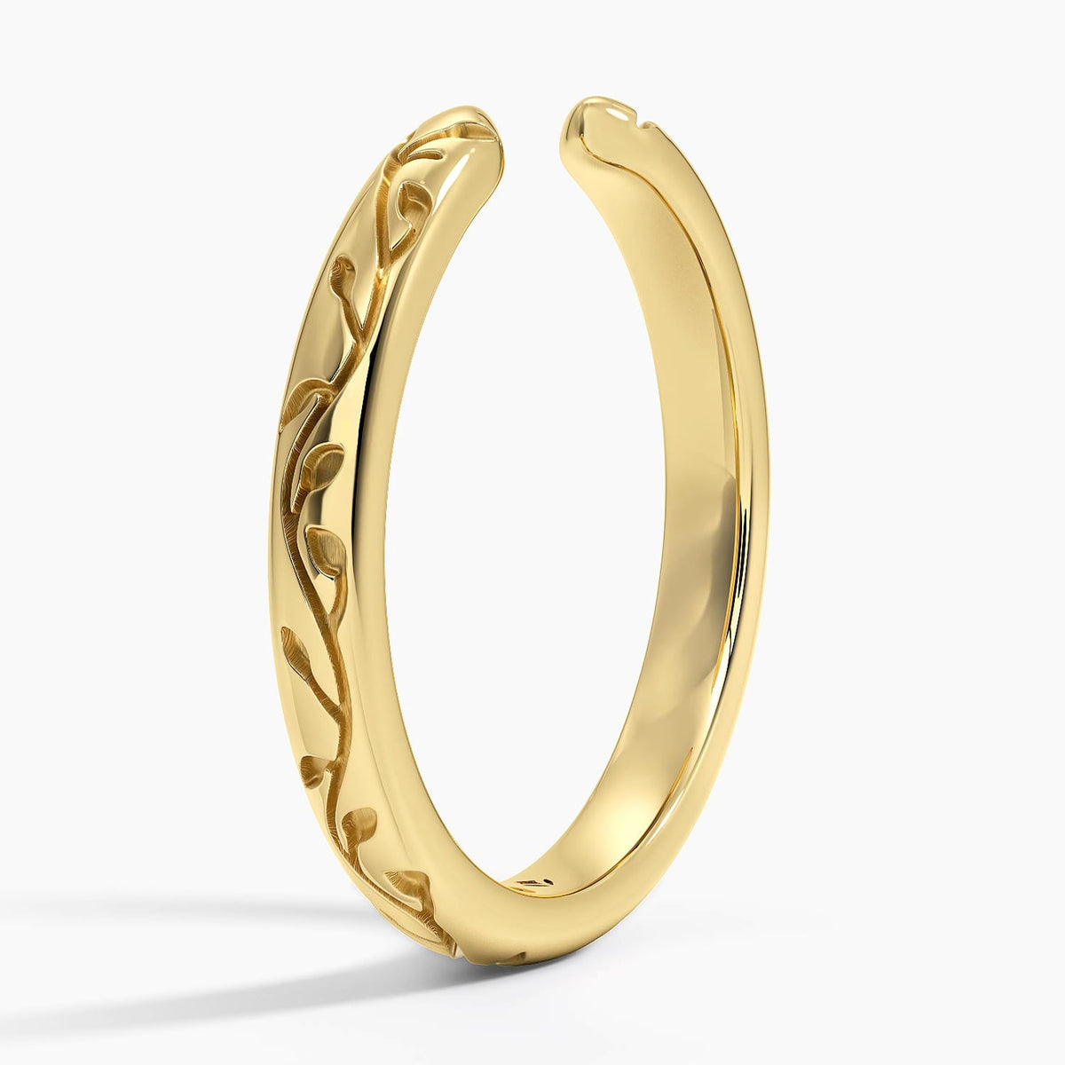 Verdure Engraved Open Ring Yellow Gold 18k Wedding Band
