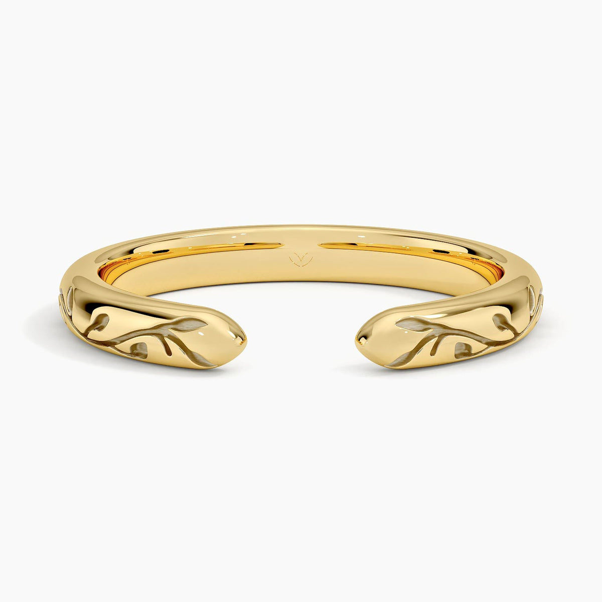 Verdure Engraved Open Ring Yellow Gold 18k Wedding Band
