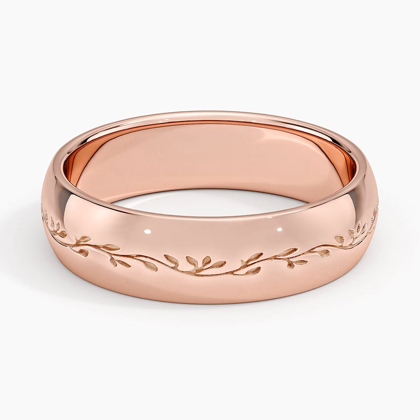 Verdure Engraved 5mm Ring Rose Gold 18k Wedding Band