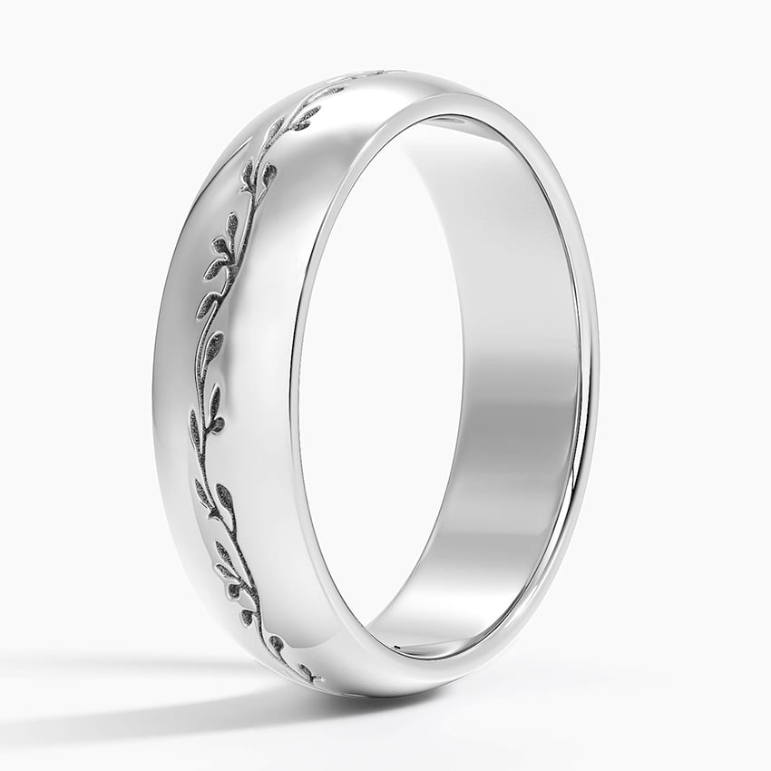 Verdure Engraved 5mm Ring Platinum Wedding Band