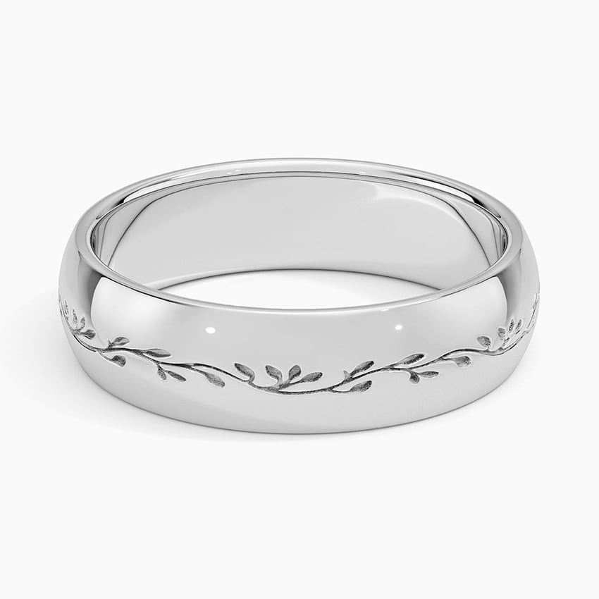 Verdure Engraved 5mm Ring Platinum Wedding Band