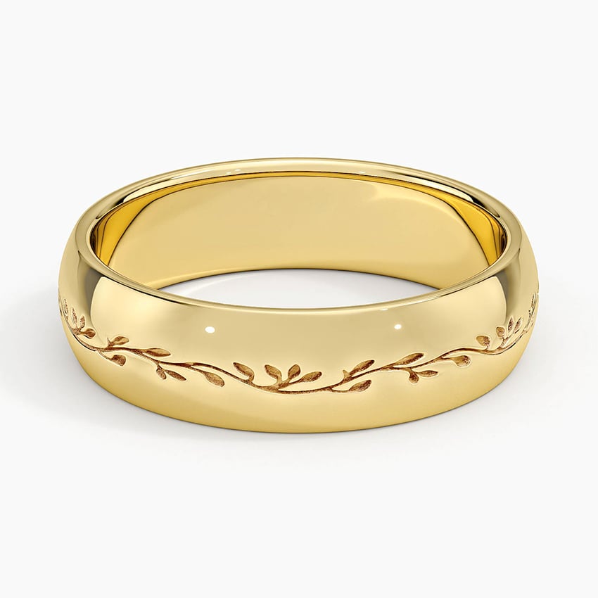 Verdure Engraved 5mm Ring Yellow Gold 18k Wedding Band