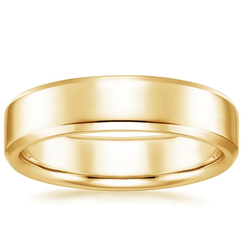 Beveled Edge 5.5mm Wedding Ring Yellow Gold 18k Wedding Band