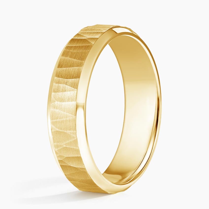 Beveled Edge Aspen 5.5mm Wedding Ring Yellow Gold 18k Wedding Band