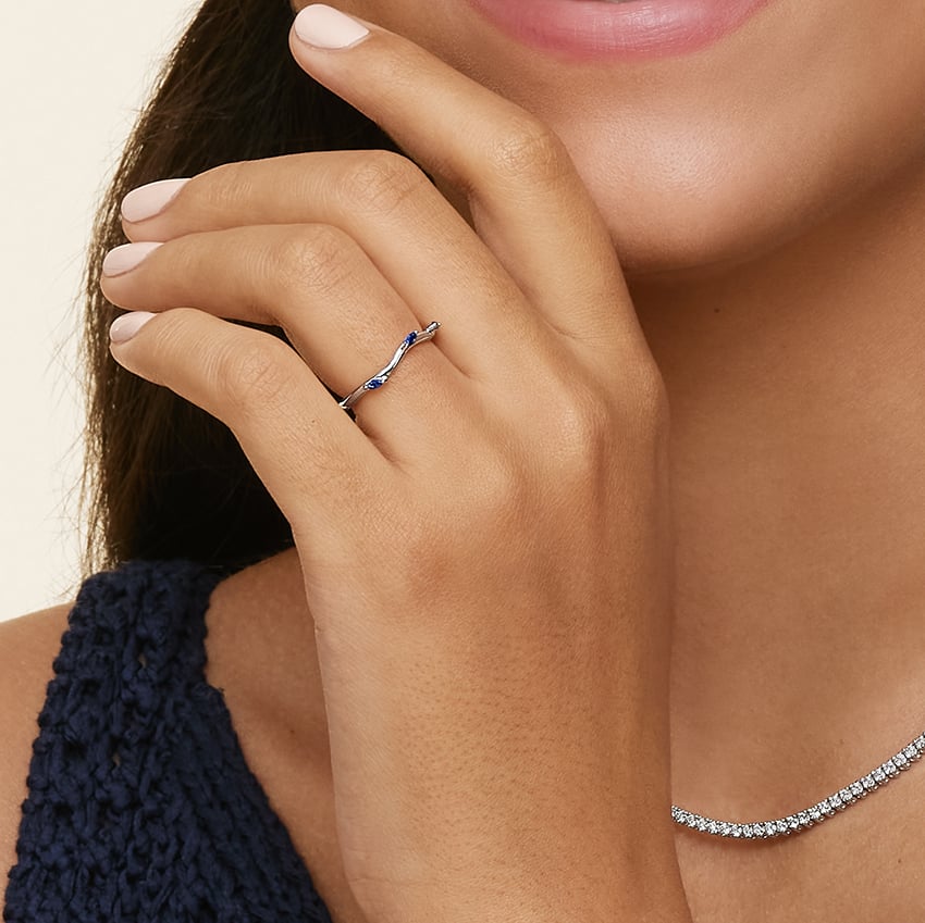 Winding Willow Sapphire Ring Platinum Wedding Band