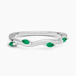 Winding Willow Lab Grown Emerald Ring Platinum Wedding Band