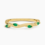 Winding Willow Lab Grown Emerald Ring Yellow Gold 18k Wedding Band