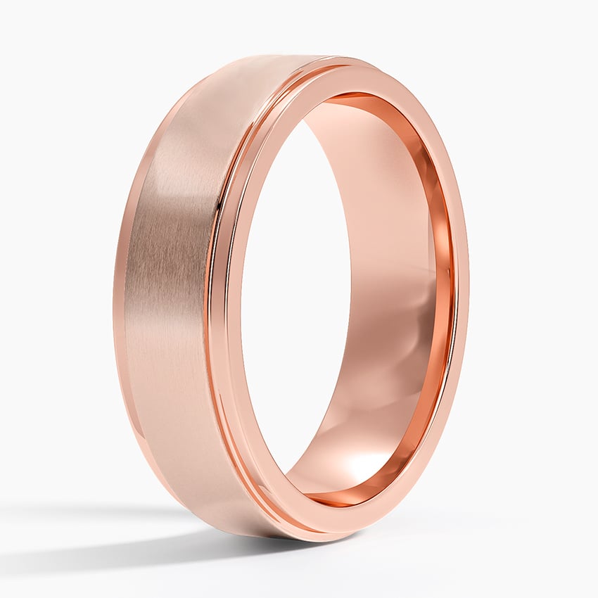 Theo Step Edge 5.5mm Wedding Ring Rose Gold 18k Wedding Band