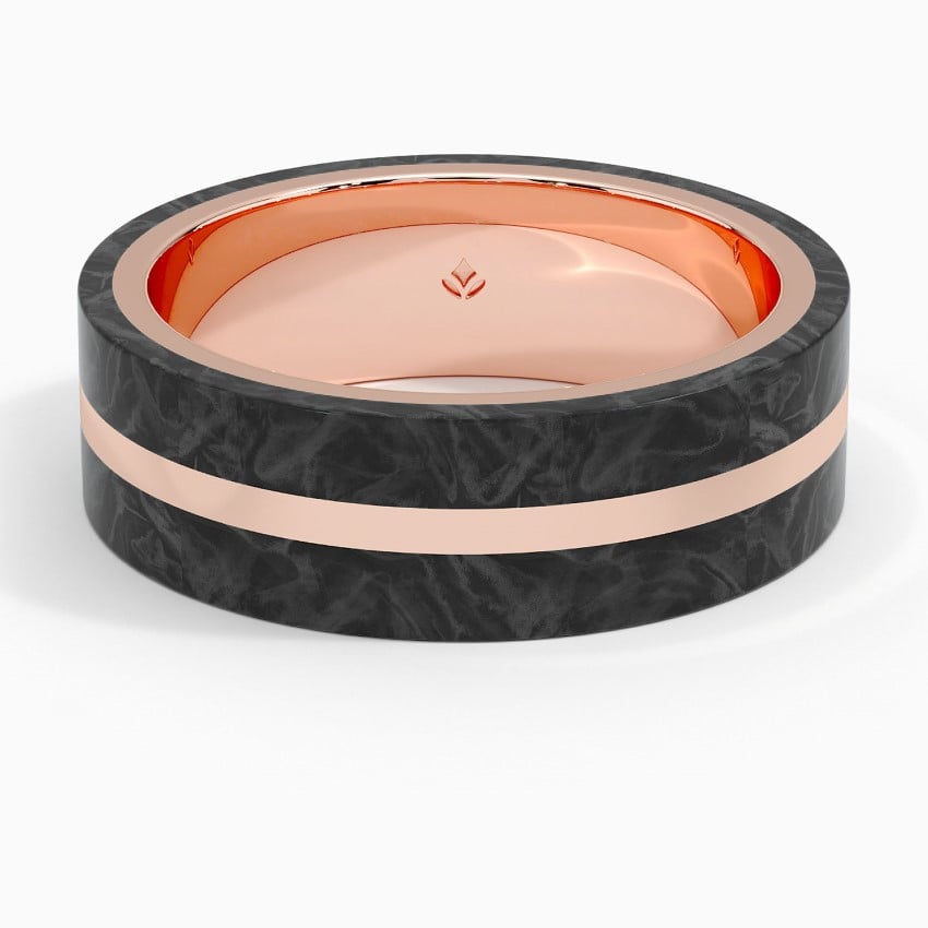Avenue Black 7mm Wedding Ring Rose Gold 18k Wedding Band