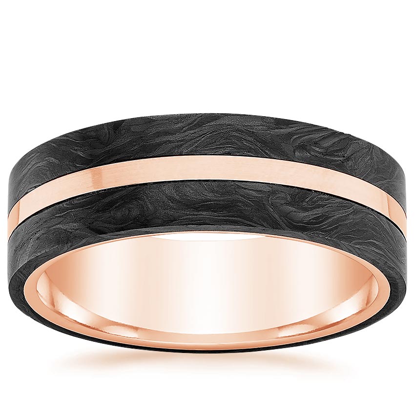 Avenue Black 7mm Wedding Ring Rose Gold 18k Wedding Band