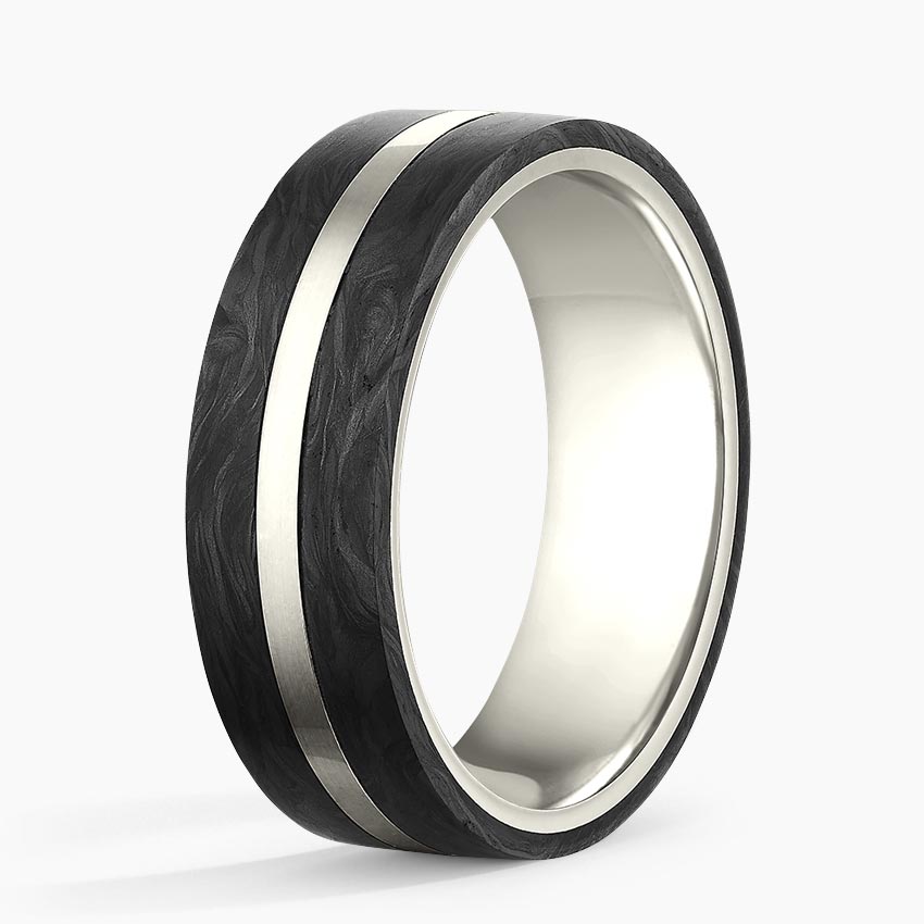 Avenue Black 7mm Wedding Ring White Gold 18k Wedding Band