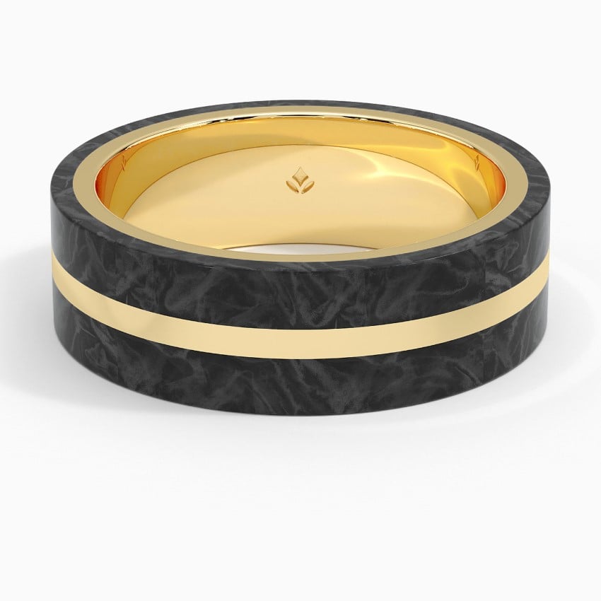 Avenue Black 7mm Wedding Ring Yellow Gold 18k Wedding Band