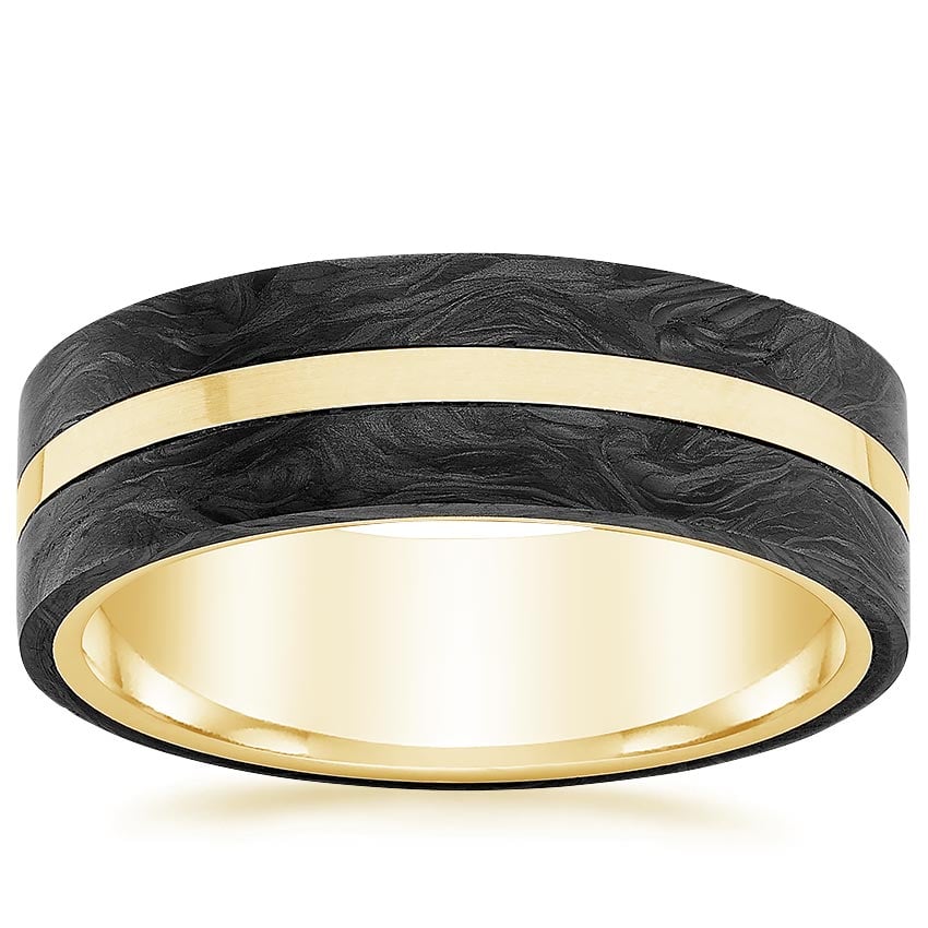 Avenue Black 7mm Wedding Ring Yellow Gold 18k Wedding Band