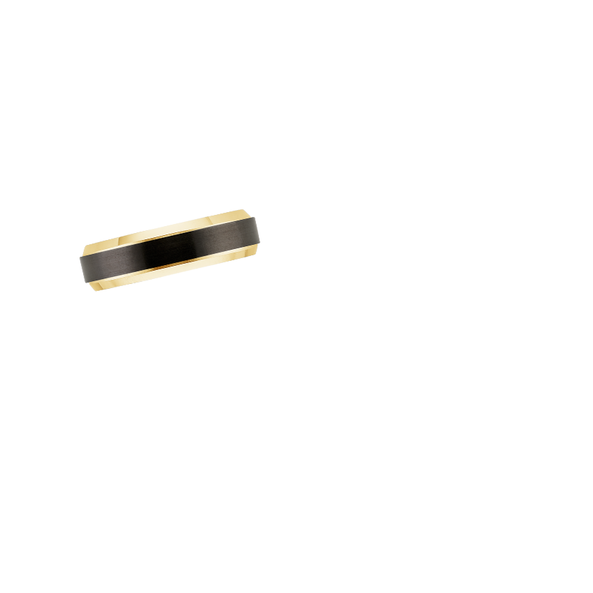 Merle Black 6mm Wedding Ring Yellow Gold 18k Wedding Band