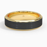Merle Black 6mm Wedding Ring Yellow Gold 18k Wedding Band