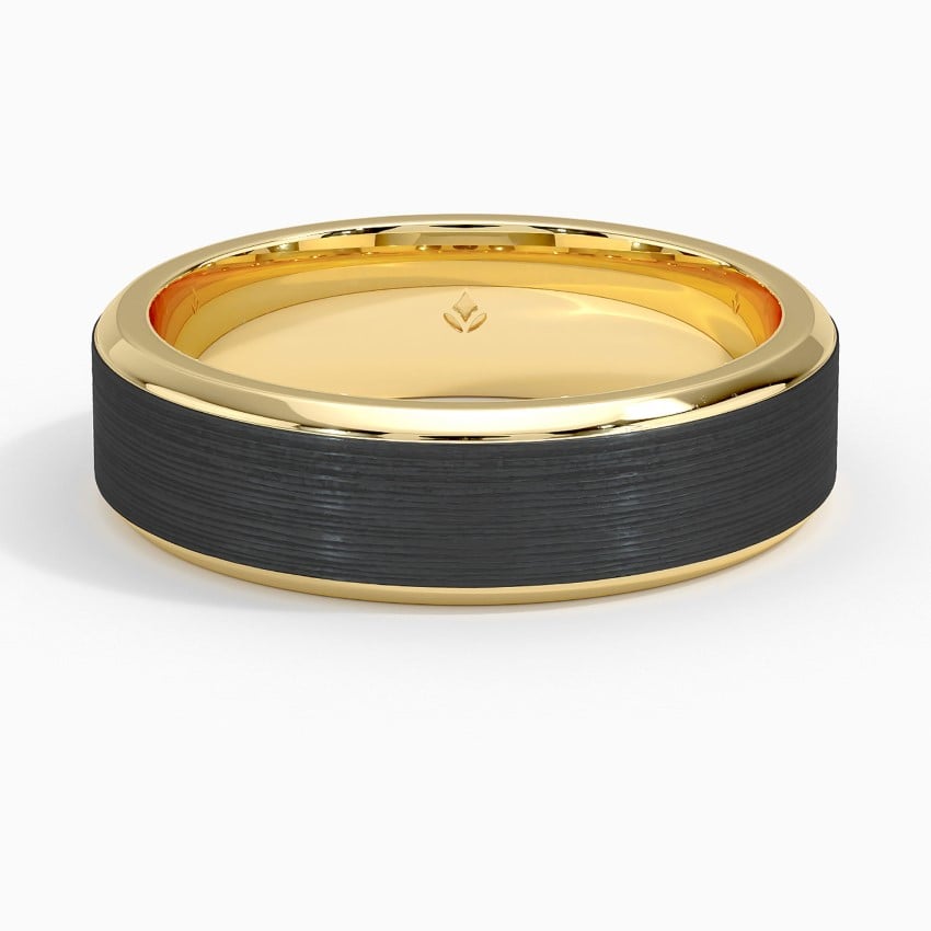 Merle Black 6mm Wedding Ring Yellow Gold 18k Wedding Band