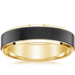 Merle Black 6mm Wedding Ring Yellow Gold 18k Wedding Band