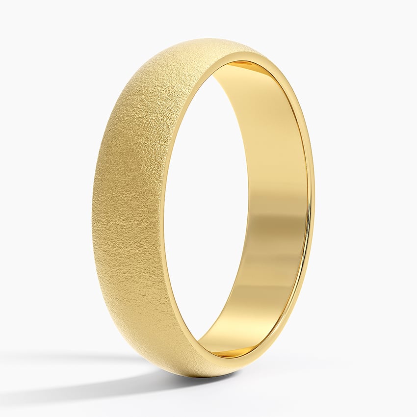 Sandblast Comfort Fit 5mm Wedding Ring Yellow Gold 18k Wedding Band