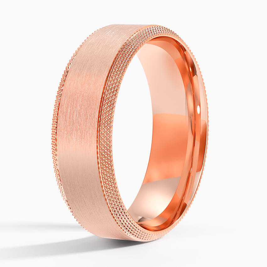 Beveled Edge Maverick 6mm Wedding Ring Rose Gold 18k Wedding Band