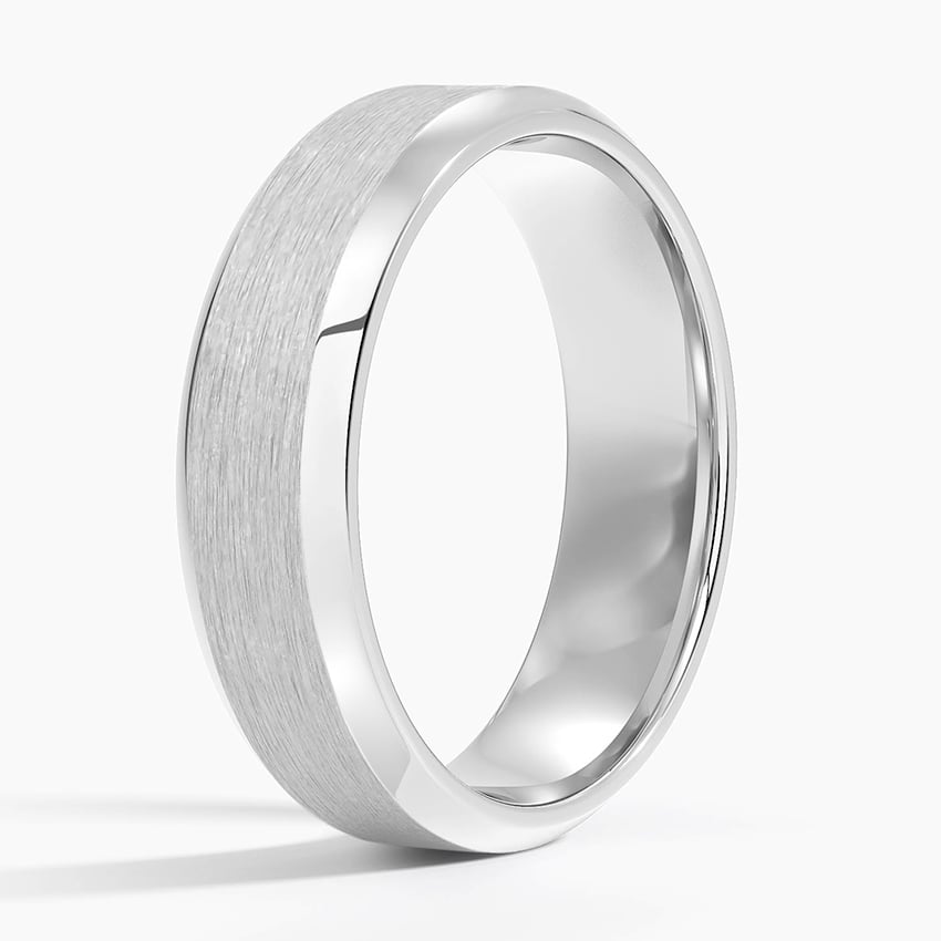 Beveled Edge Matte 6mm Wedding Ring Platinum Wedding Band