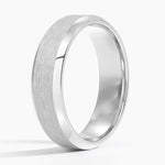 Beveled Edge Matte 6mm Wedding Ring Platinum Wedding Band