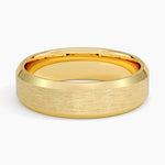 Beveled Edge Matte 6mm Wedding Ring Yellow Gold 18k Wedding Band