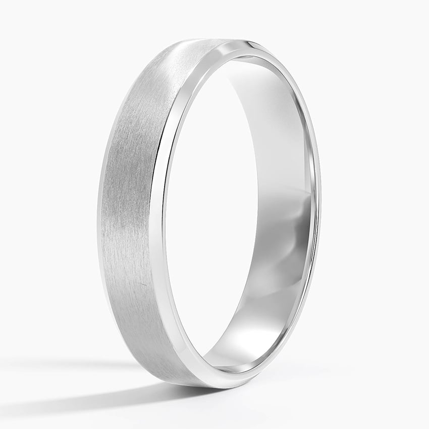 Slim Profile Beveled Edge Matte 4.5mm Wedding Ring Platinum Wedding Band