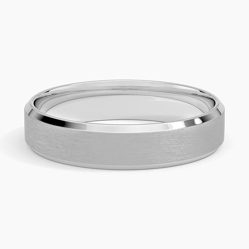 Slim Profile Beveled Edge Matte 4.5mm Wedding Ring Platinum Wedding Band