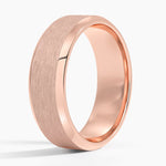 Beveled Edge Matte 7mm Wedding Ring Rose Gold 18k Wedding Band