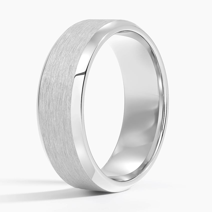 Beveled Edge Matte 7mm Wedding Ring Platinum Wedding Band