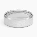Beveled Edge Matte 7mm Wedding Ring Platinum Wedding Band