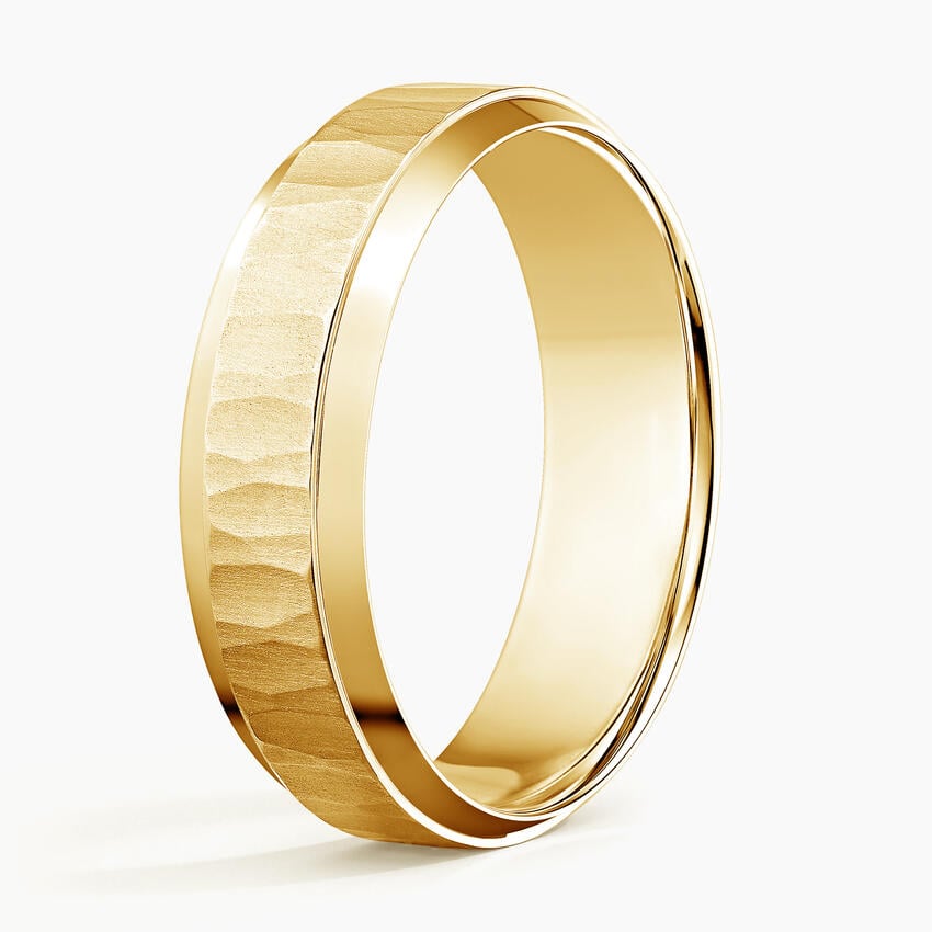 Beveled Edge Aspen 6.5mm Wedding Ring Yellow Gold 18k Wedding Band