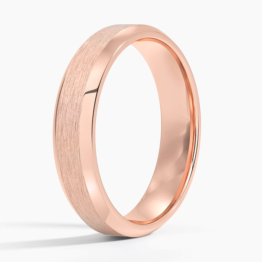 Beveled Edge Matte 5mm Wedding Ring Rose Gold 18k Wedding Band