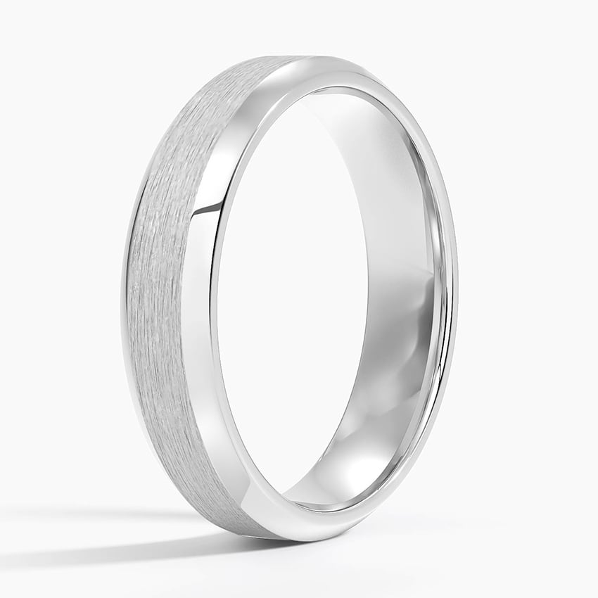 Beveled Edge Matte 5mm Wedding Ring Platinum Wedding Band