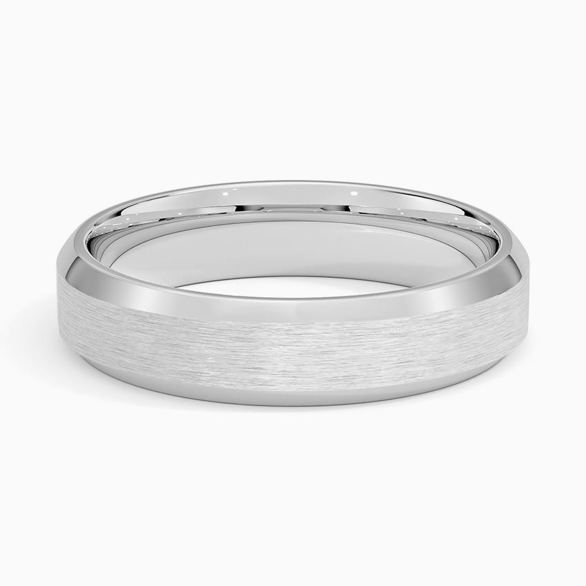 Beveled Edge Matte 5mm Wedding Ring Platinum Wedding Band