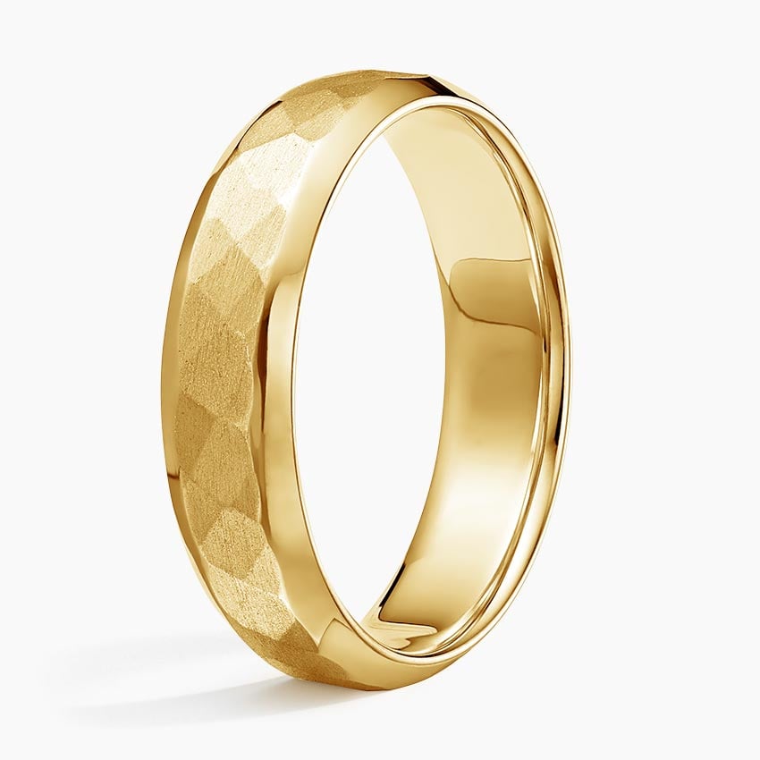 Canyon Beveled Edge Matte 5.5mm Wedding Ring Yellow Gold 18k Wedding Band