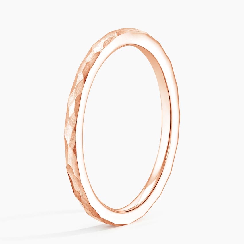 Matte Hammered Petite Comfort Fit Wedding Ring Rose Gold 18k Wedding Band