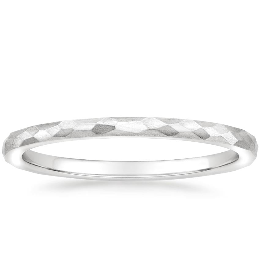 Matte Hammered Petite Comfort Fit Wedding Ring Platinum Wedding Band
