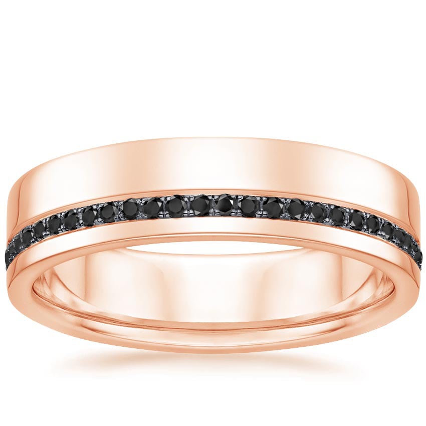 Austin Black Diamond 5.5mm Wedding Ring Rose Gold 18k Wedding Band