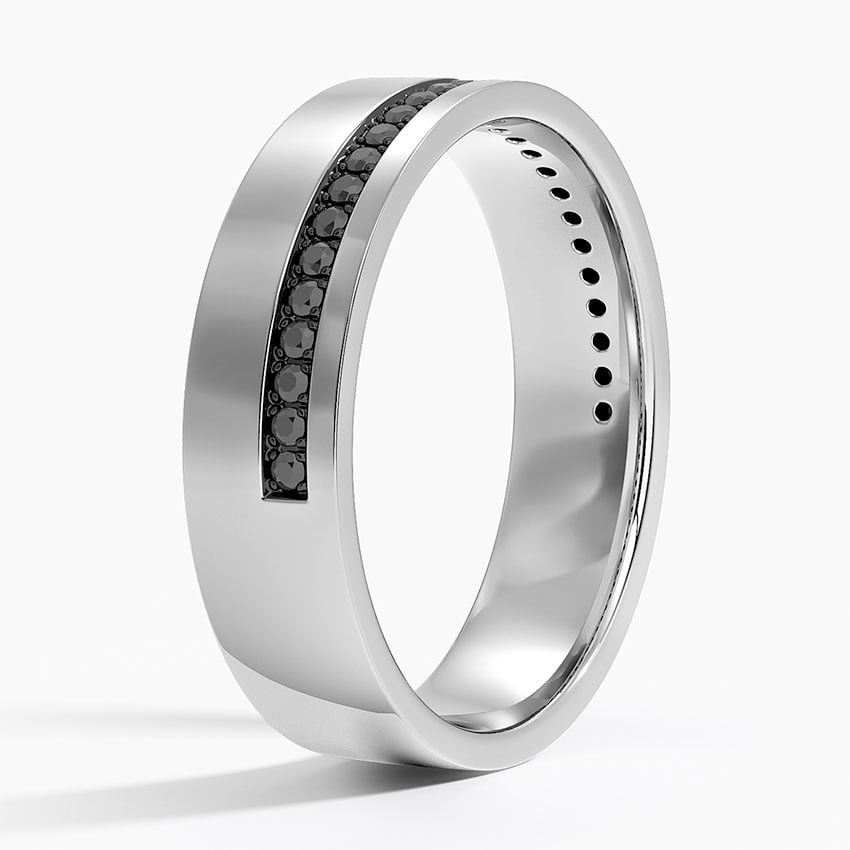 Austin Black Diamond 5.5mm Wedding Ring Platinum Wedding Band