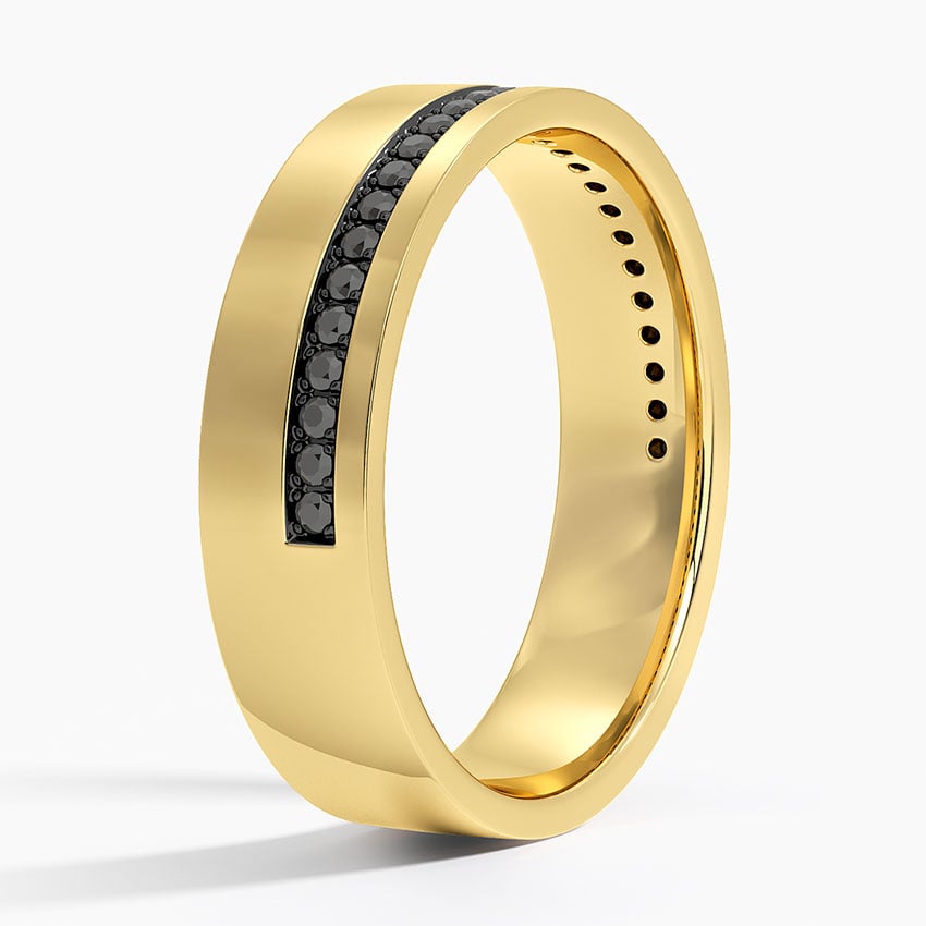 Austin Black Diamond 5.5mm Wedding Ring Yellow Gold 18k Wedding Band