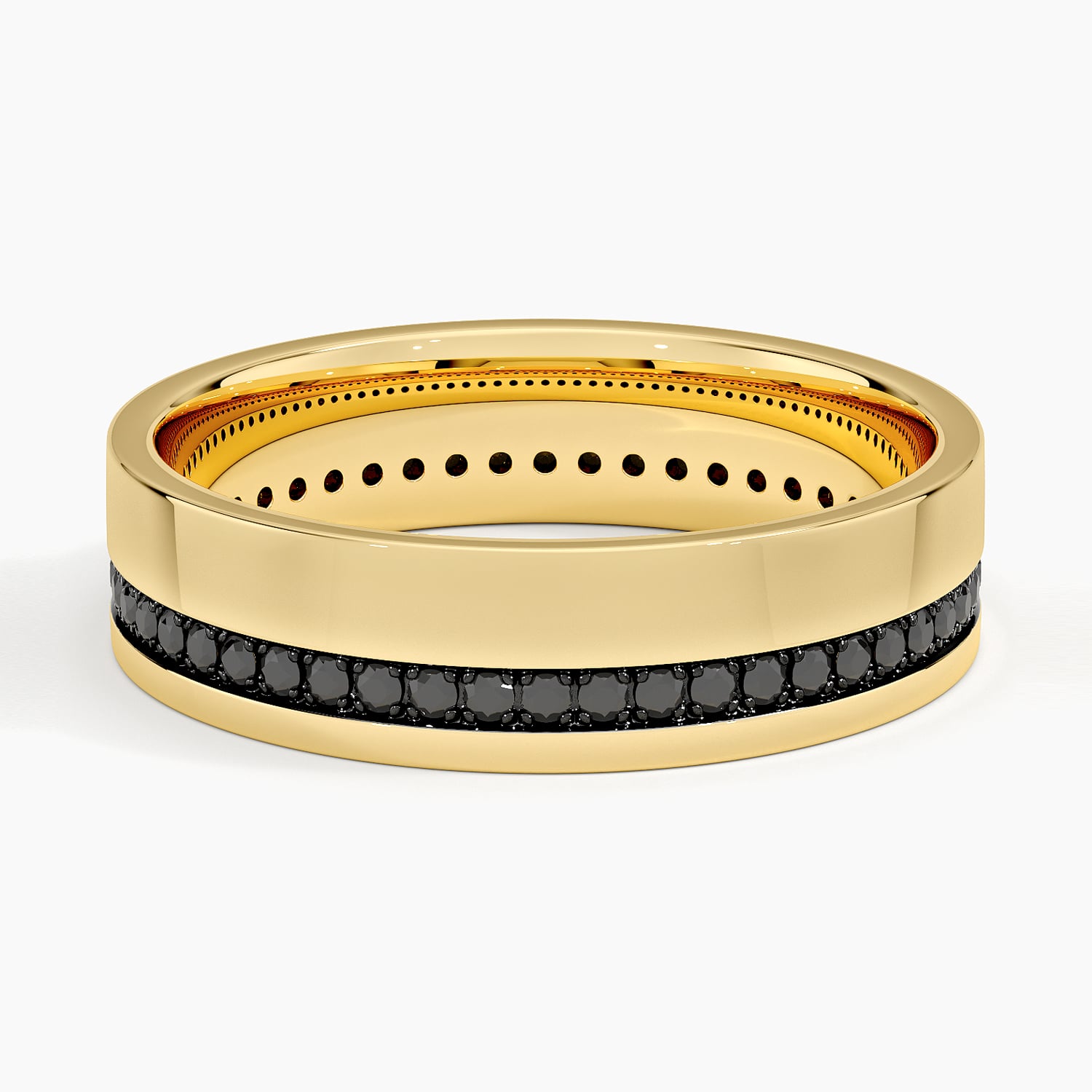 Austin Eternity Black Diamond 5.5mm Wedding Ring Yellow Gold 18k Eternity Band