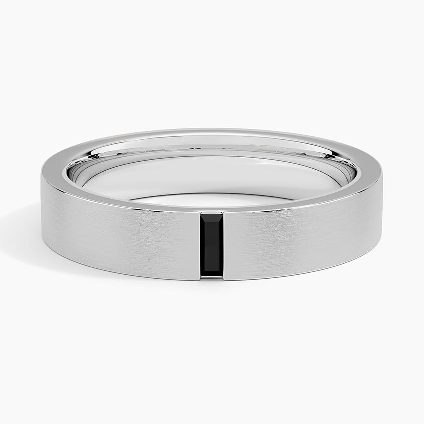 Apollo Black Diamond 4.5mm Wedding Ring Platinum Wedding Band